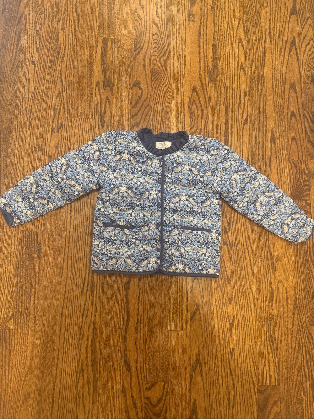 Trotters Blue Floral Quilted Pea Coat